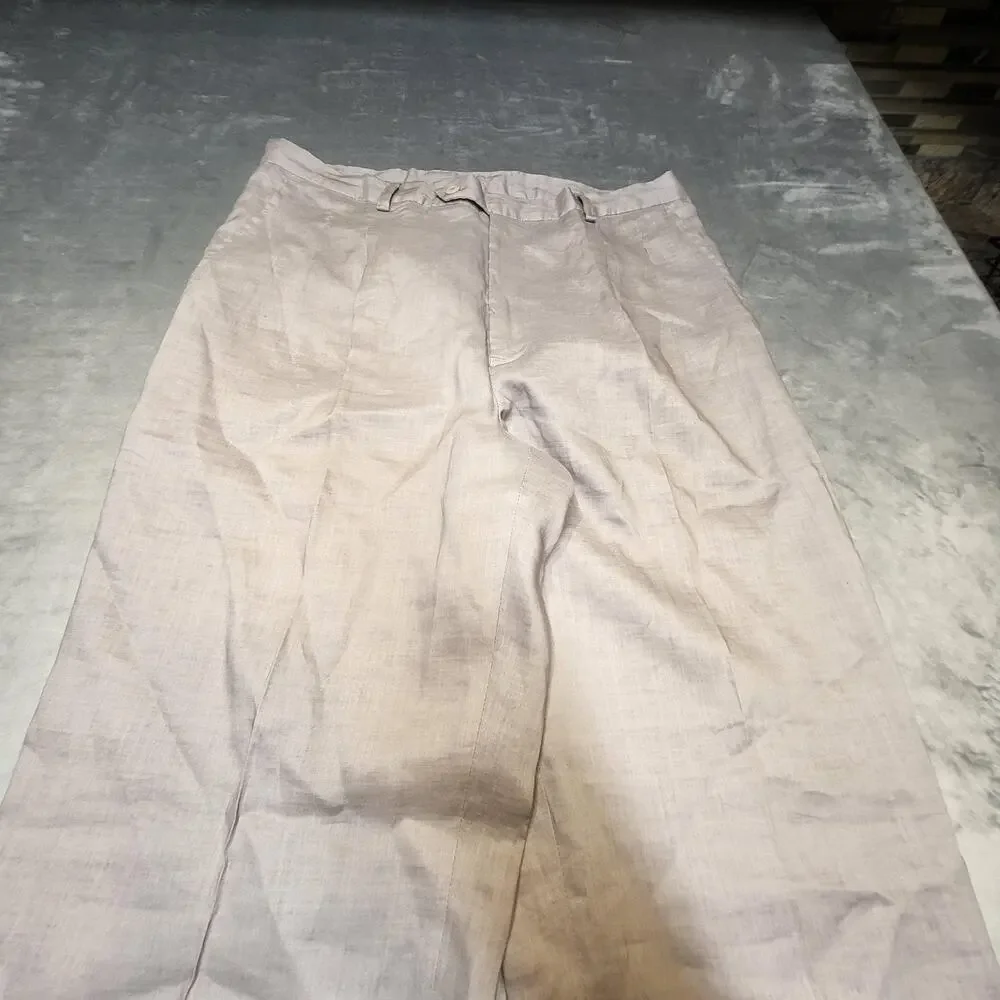 Jordan Craig Pants Mens 36x34 Beige Linen Dress Pleated Lightweight Breathable